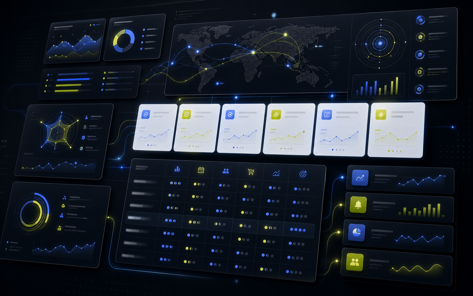 Intelligence wall showing evidence, comparison matrices and decision outputs